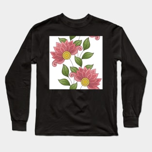 Spring Pattern with Floral Motifs Long Sleeve T-Shirt